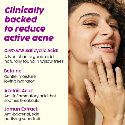 PLIX Jamun Active Acne Juicy Cleanser – Salicylic Acid, Betaine & Azelaic Acid (100ml) - GEHNA OFFICIAL