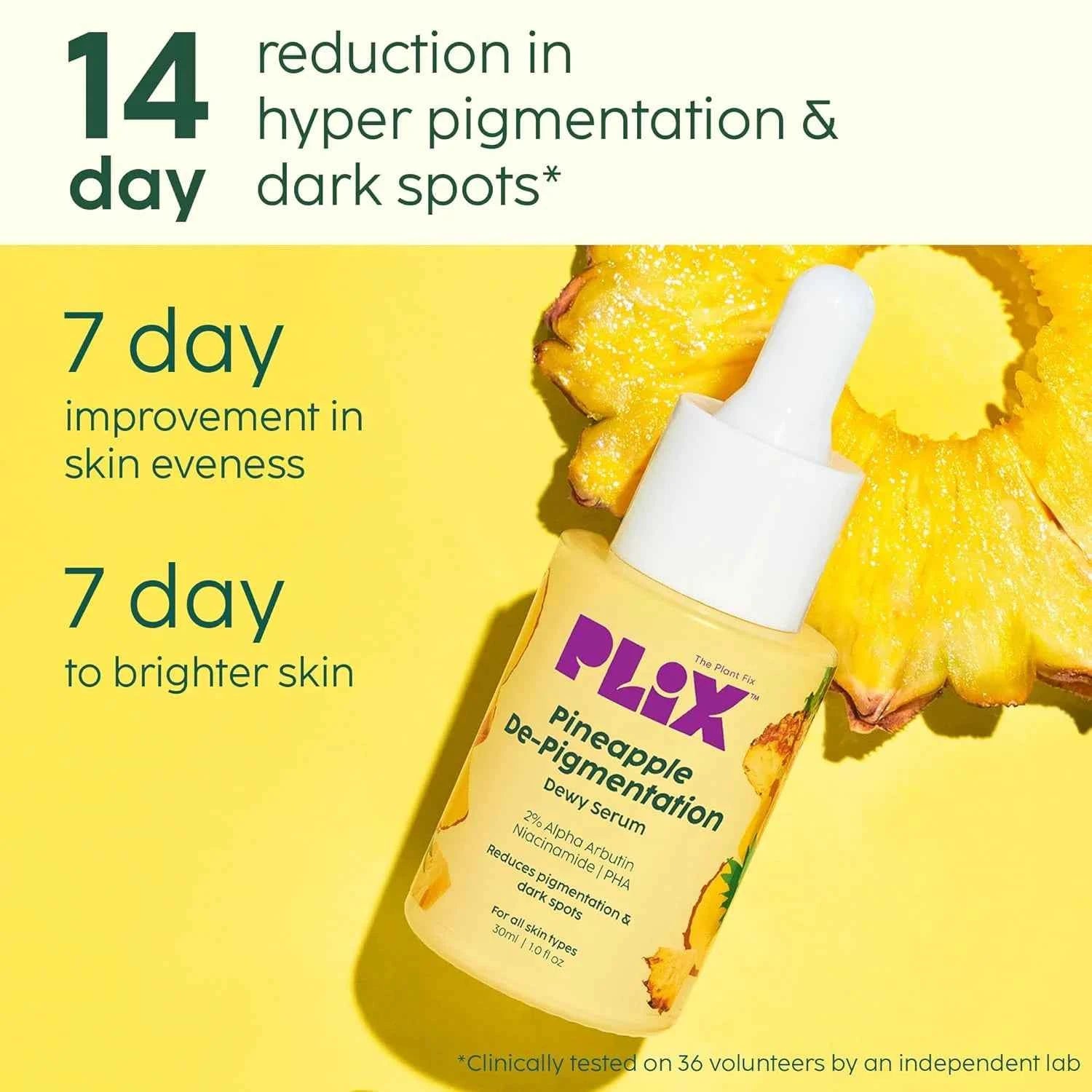 PLIX Pineapple De-Pigmentation Serum – 2% Alpha Arbutin, Niacinamide, PHA - GEHNA OFFICIAL