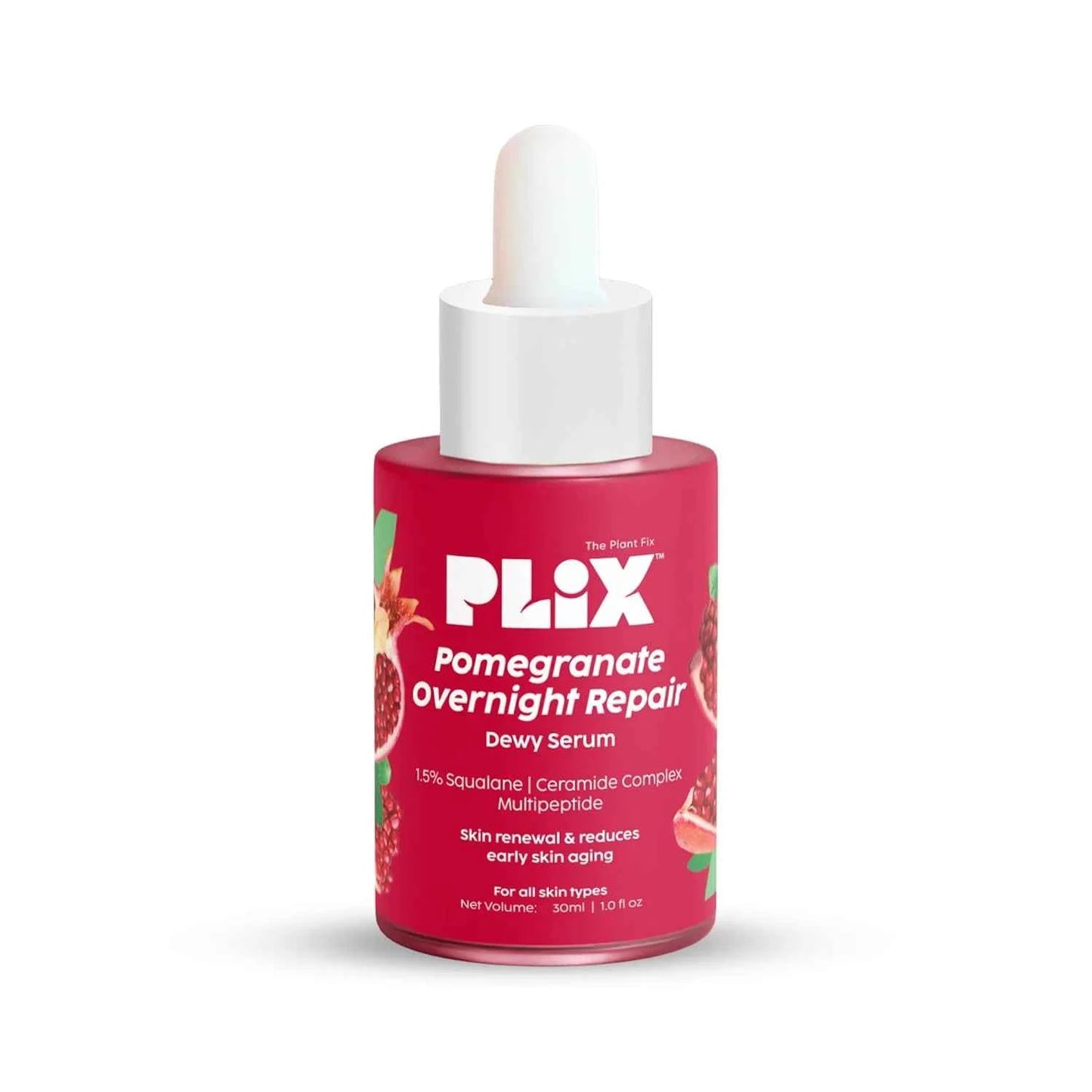 plix pomegranate overnight repair dewy serum | squalane, ceramide complex & multi peptide | anti-wrinkle & night skin renewal - gehna official