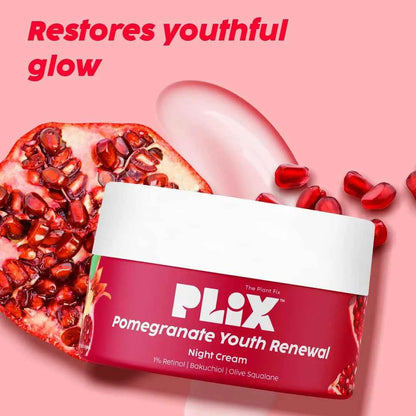 PLIX Pomegranate Youth Renewal Night Cream – 1% Retinol & Bakuchiol (50g) - GEHNA OFFICIAL