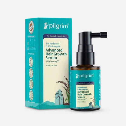 Pilgrim Advanced Hair Growth Serum with 3% Redensyl, 4% Anagain & Seascalp™ | Hair Growth & Hair Fall Control Serum | For Dandruff Prone Scalp | 30ml