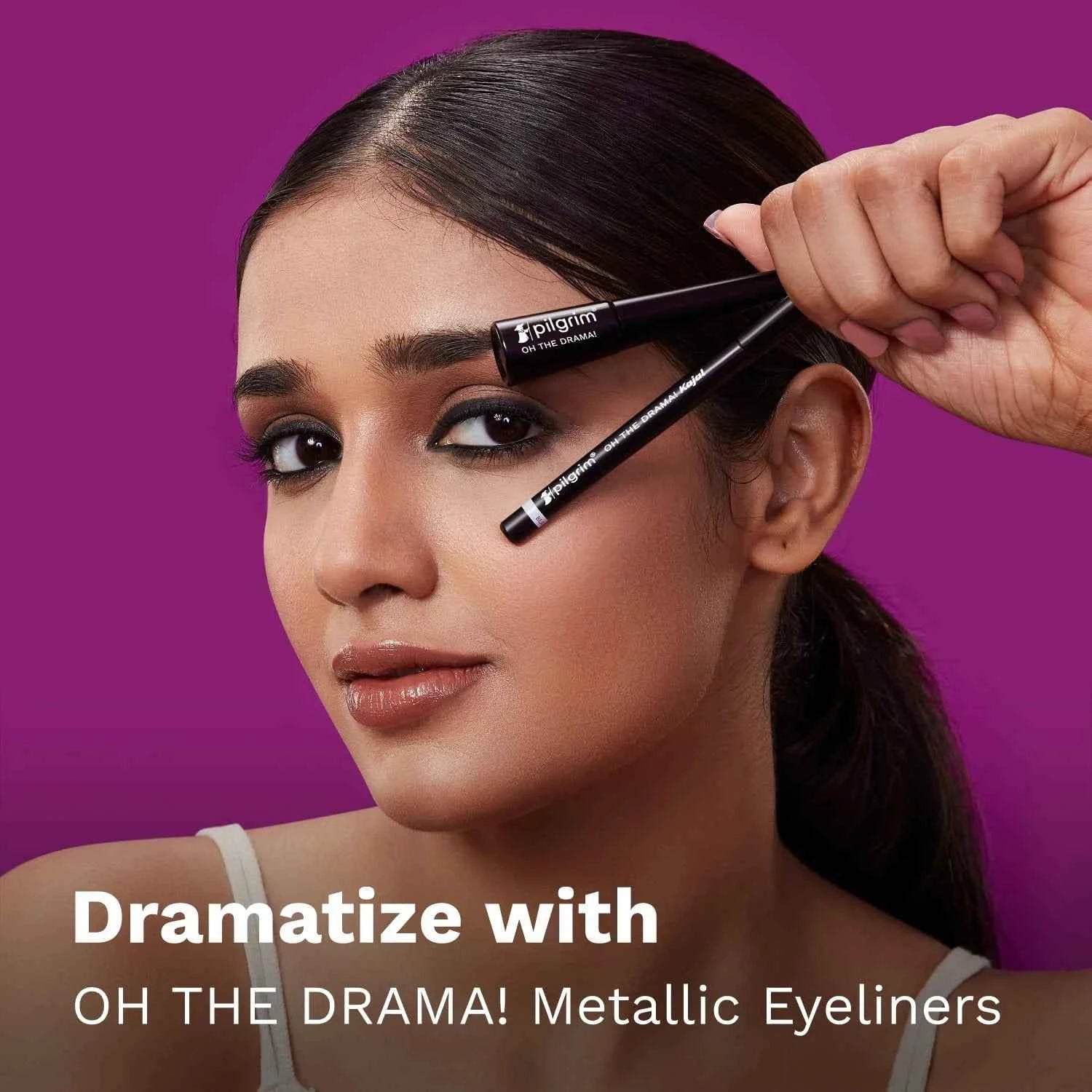 Pilgrim Oh The Drama Kajal Black Mischief | Waterproof & Smudge Proof Kajal | Deep Black Matte Finish | Lasts Up To 12 Hours