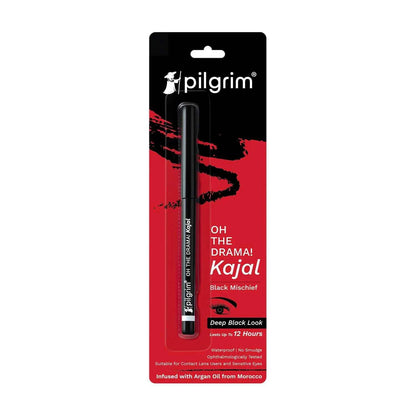Pilgrim Oh The Drama Kajal Black Mischief | Waterproof & Smudge Proof Kajal | Deep Black Matte Finish | Lasts Up To 12 Hours