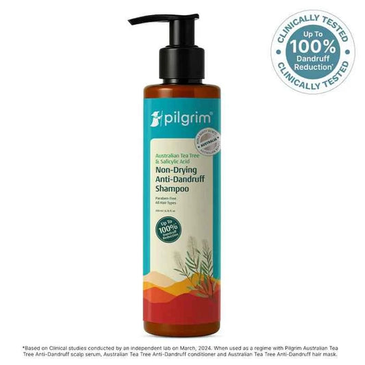Pilgrim Australian Tea Tree & Salicylic Acid Non Drying Anti Dandruff Shampoo | Paraben Free Shampoo for Dandruff Control | All Hair Types | 200ml