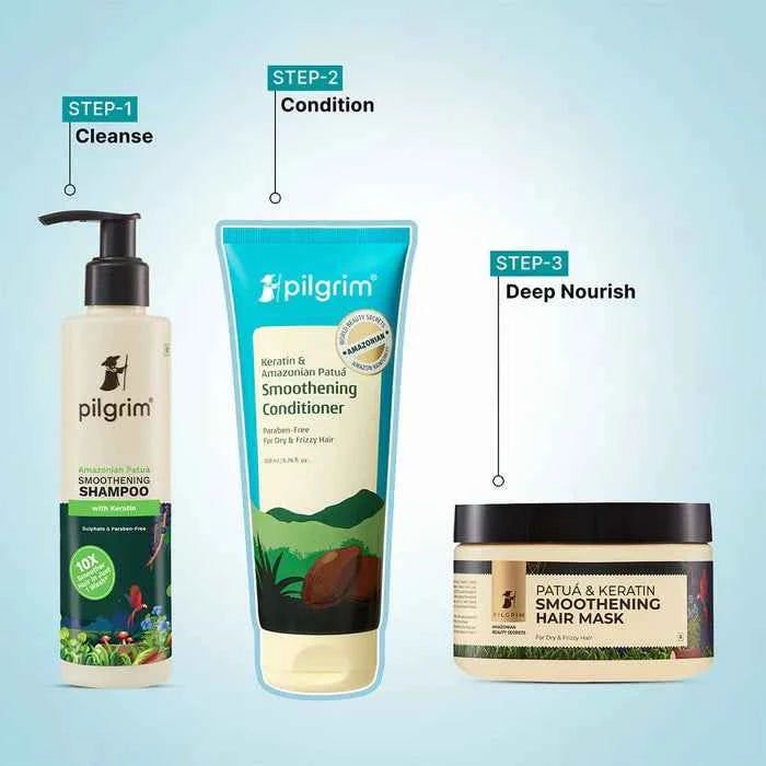 pilgrim keratin & amazonian patuá smoothening conditioner for dry & frizzy hair | paraben free hair conditioner | deep nourishment & frizz control | 200ml - gehna official
