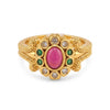 Elevate Your Style with the Pink Stone Floral Gold Plated Ring for Women | Designer AD Ring