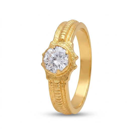 Premium Gold Plated Solitaire Diamond Ring for Women | Elegant CZ Stone Finger Ring