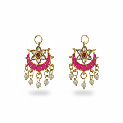 Pink Kundan Pearl Braid Hair Jewellery Set, 4 PCS Pack