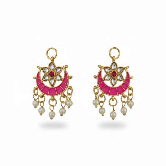 Pink Kundan Pearl Braid Hair Jewellery Set, 4 PCS Pack