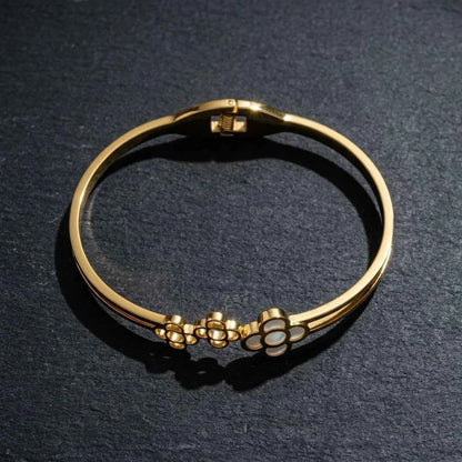 Luxury Triple Clover Gold Plated Bracelet for Women | Premium Stainless Steel Bangle