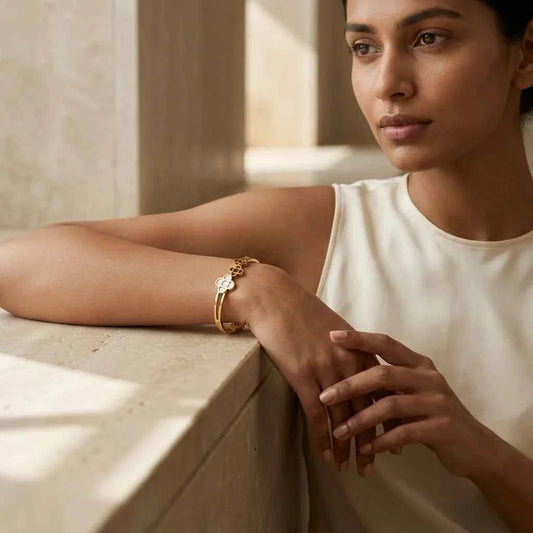 Luxury Triple Clover Gold Plated Bracelet for Women | Premium Stainless Steel Bangle