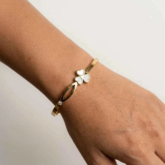 Gold Plated Clover Bracelet for Women | Premium Stainless Steel Bangle