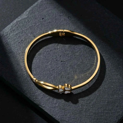 Gold Plated Clover Bracelet for Women | Premium Stainless Steel Bangle