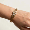 Crystal Clover Gold Plated Bracelet for Women | Premium Stainless Steel Designer Bangle