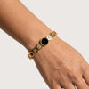 Luxury Black Stone Gold Plated Bracelet for Women | Premium Crystal Stainless Steel Bangle