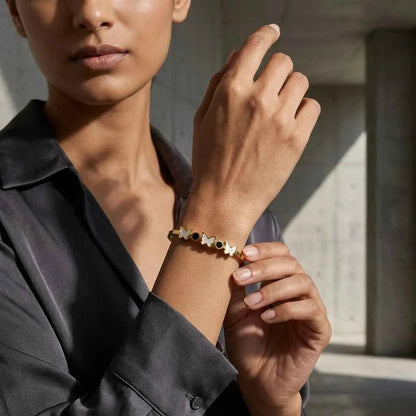 Butterfly Charm Gold Plated Bracelet for Women | Premium Designer Stainless Steel Bangle