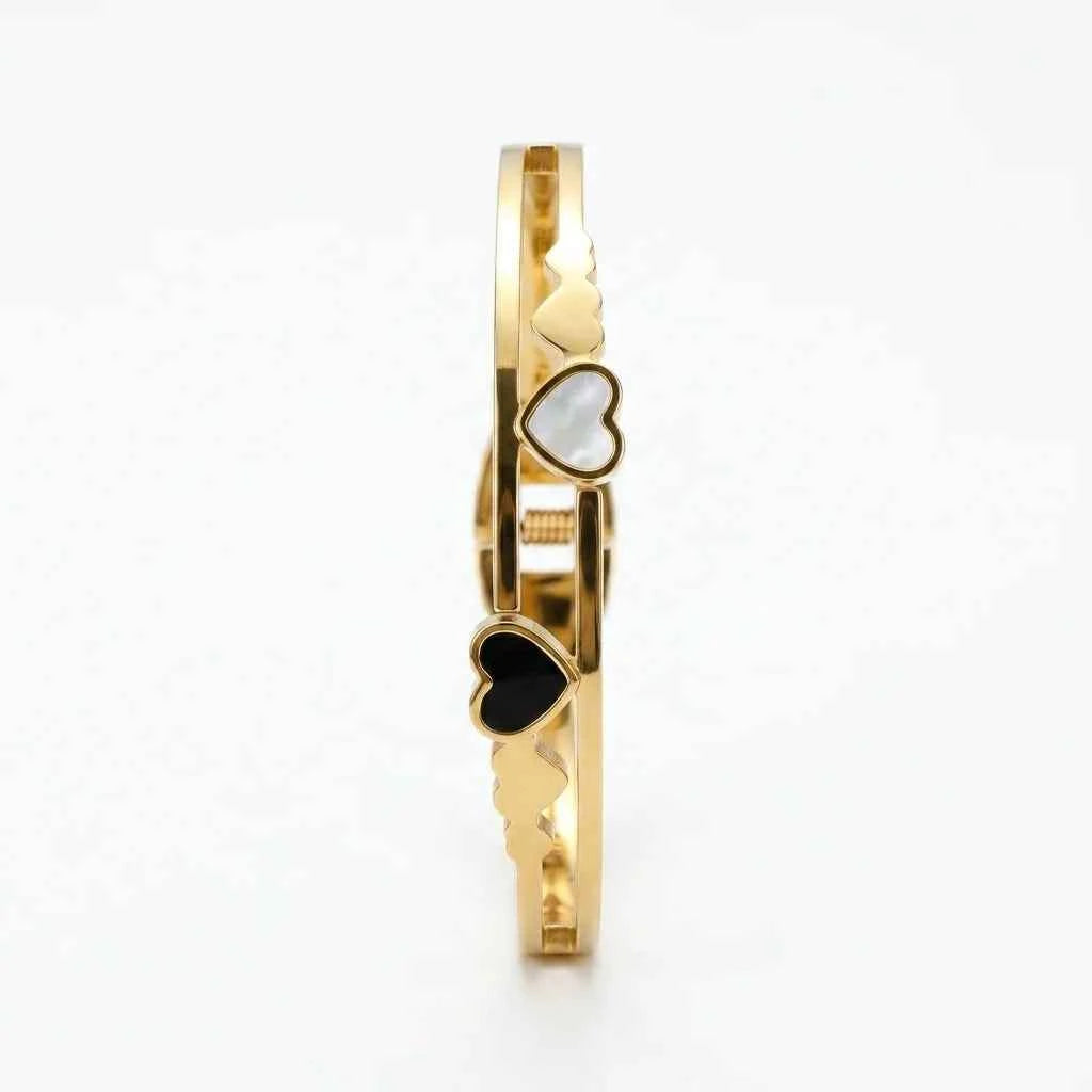 luxury heart gold plated bracelet for women | premium stainless steel love bangle