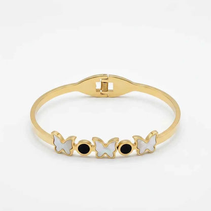 Butterfly Charm Gold Plated Bracelet for Women | Premium Designer Stainless Steel Bangle