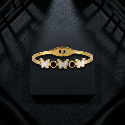 Butterfly Charm Gold Plated Bracelet for Women | Premium Designer Stainless Steel Bangle