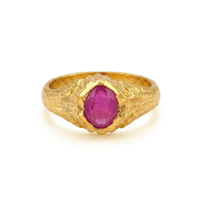 Ruby Stone Gold Plated Ring for Women | Classic Designer Ring