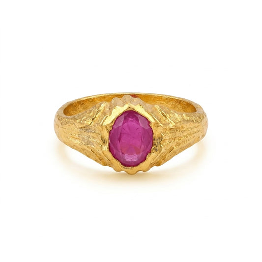 Ruby Stone Gold Plated Ring for Women | Classic Designer Ring