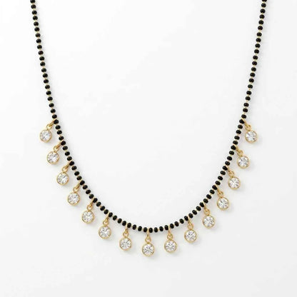 Short Lacha White Stone Mangalsutra Necklace for Women | Gold Plated CZ Pendant Mangalsutra