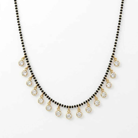 Short Lacha White Stone Mangalsutra Necklace for Women | Gold Plated CZ Pendant Mangalsutra