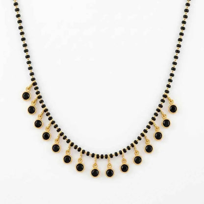 Black Stone Short Lacha Mangalsutra Necklace for Women | Gold Plated Black Bead Designer Mangalsutra