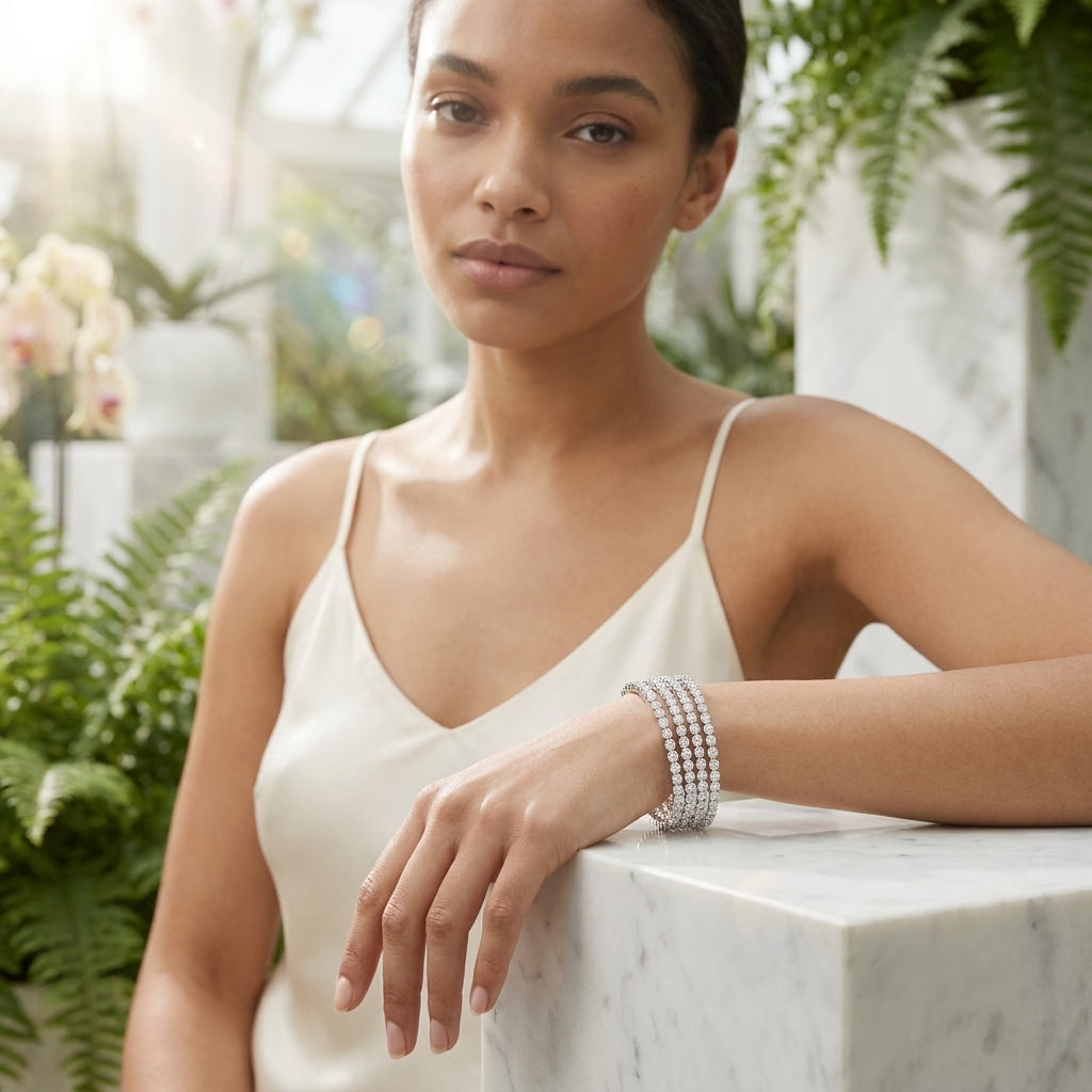 Silver Plated American Diamond Designer Bangles Set for Women, Set of 4