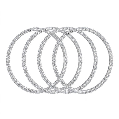 Silver Plated American Diamond Designer Bangles Set for Women, Set of 4