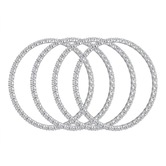 Silver Plated American Diamond Designer Bangles Set for Women, Set of 4