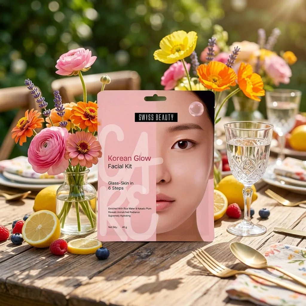 swiss beauty korean glow facial kit, 6 step glass skin facial