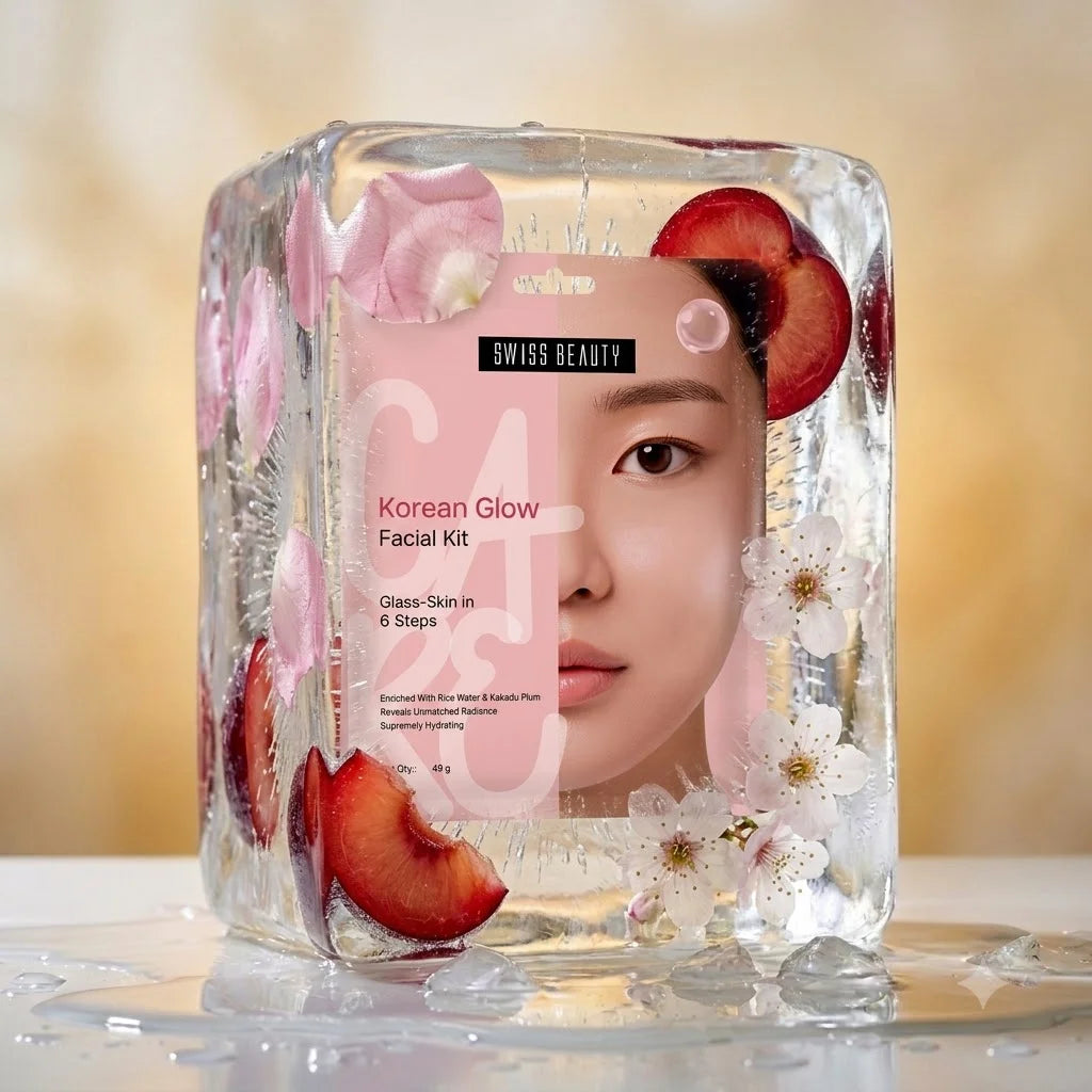 swiss beauty korean glow facial kit, 6 step glass skin facial