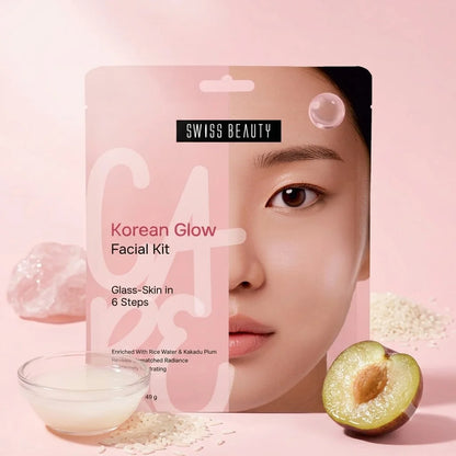 Swiss Beauty Korean Glow Facial Kit, 6 Step Glass Skin Facial