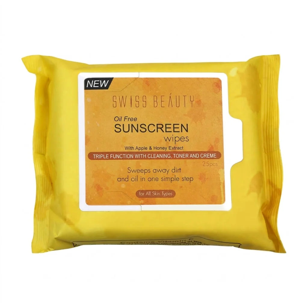 swiss beauty sunscreen face wipes - 25 oil free, sun protection & refreshing cleansing wipes
