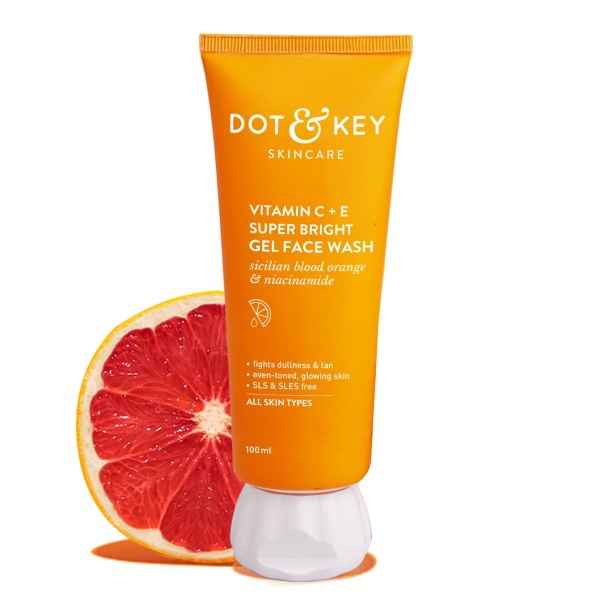 Dot & Key Vitamin C + E Super Bright Gel Face Wash | Blood Orange & Niacinamide Face Cleanser 100ml - GEHNA OFFICIAL