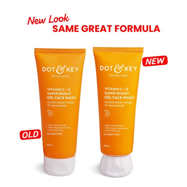 dot & key vitamin c + e super bright gel face wash | blood orange & niacinamide face cleanser 100ml - gehna official