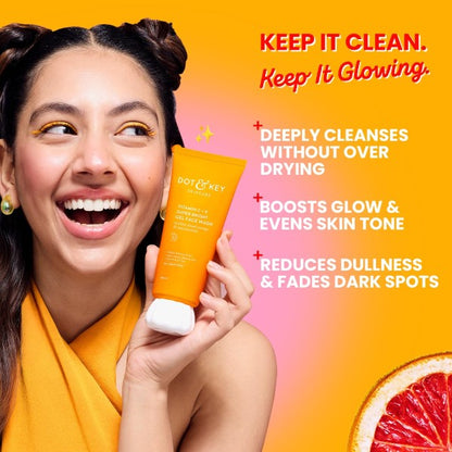 Dot & Key Vitamin C + E Super Bright Gel Face Wash | Blood Orange & Niacinamide Face Cleanser 100ml - GEHNA OFFICIAL