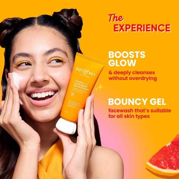 dot & key vitamin c + e super bright gel face wash | blood orange & niacinamide face cleanser 100ml - gehna official