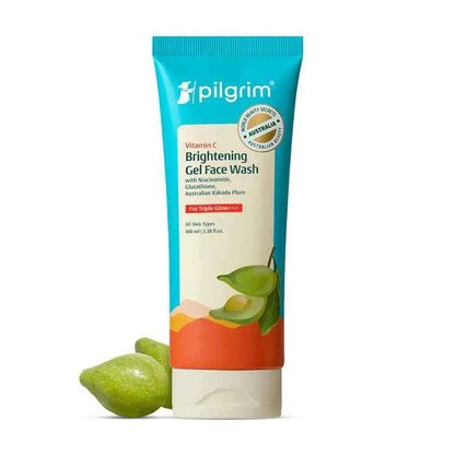 Pilgrim Vitamin C Brightening Gel Face Wash | With Niacinamide, Glutathione & Australian Kakadu Plum | Deep Cleansing Face Wash | All Skin Types | 100ml