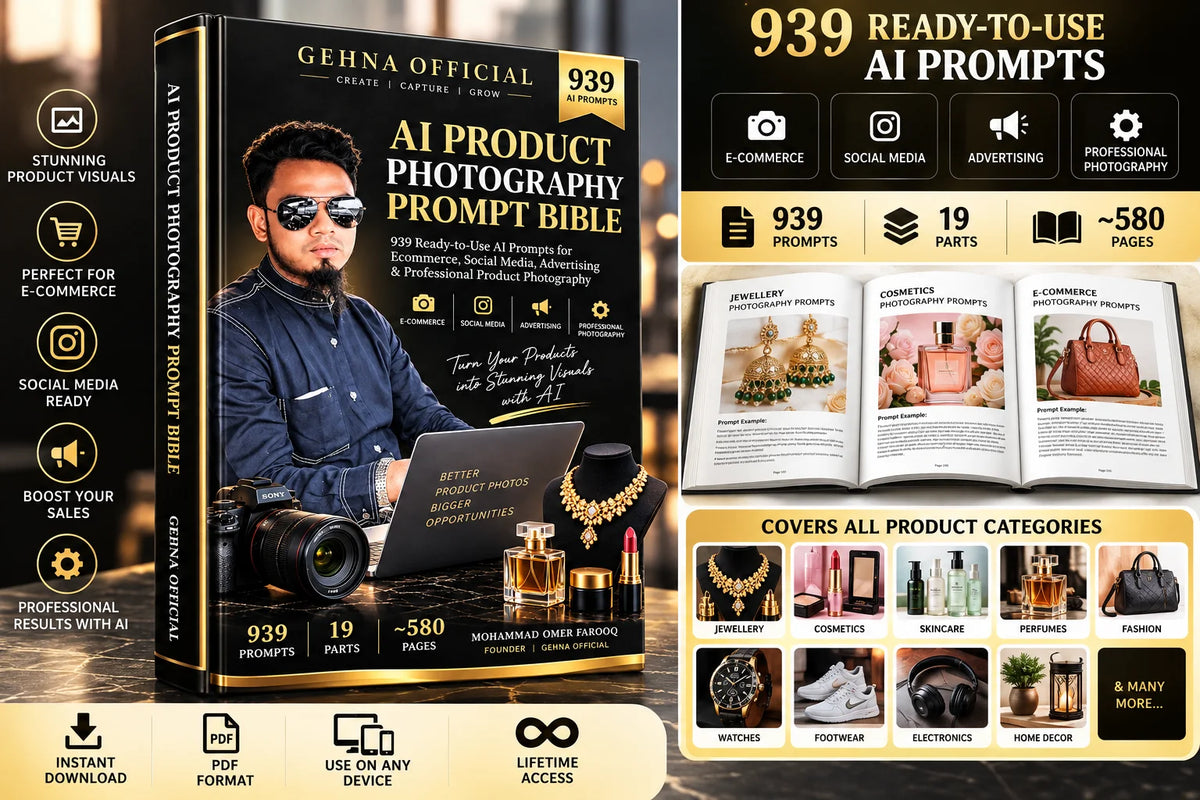 ai product photography prompt bible – 939 ai prompts