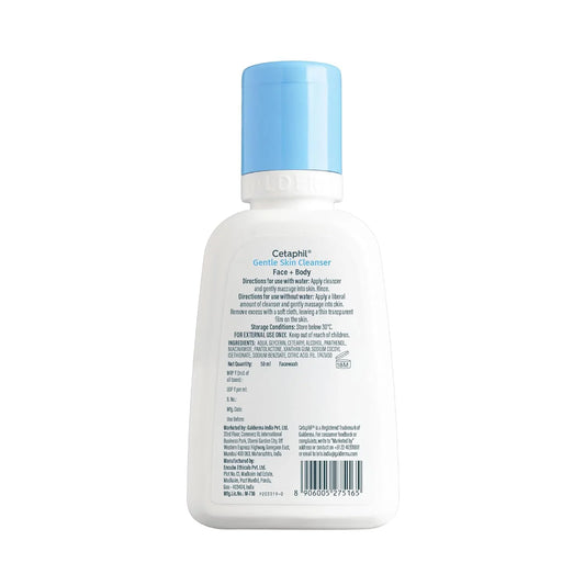 Cetaphil Gentle Skin Cleanser for Dry to Normal Sensitive Skin | Hydrating Face Wash with Glycerin, Vitamin B3 & Pro Vitamin B5 | Soap Free Cleanser | 59ml