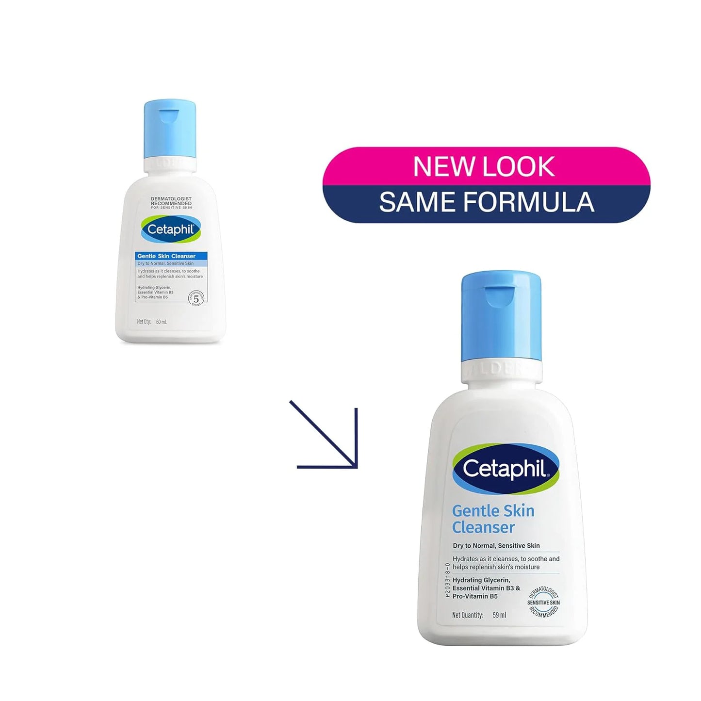 cetaphil gentle skin cleanser for dry to normal sensitive skin | hydrating face wash with glycerin, vitamin b3 & pro vitamin b5 | soap free cleanser | 59ml