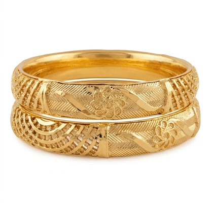 Gold Plated Designer Bangles for Women | Traditional Bangle Set (Pack of 2)