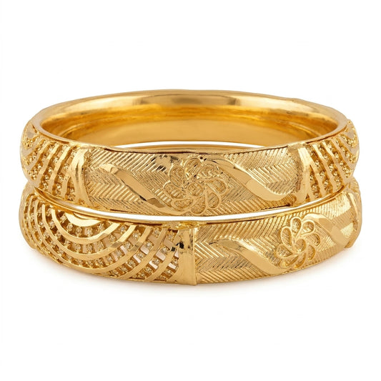 Gold Plated Designer Bangles for Women | Traditional Bangle Set (Pack of 2)