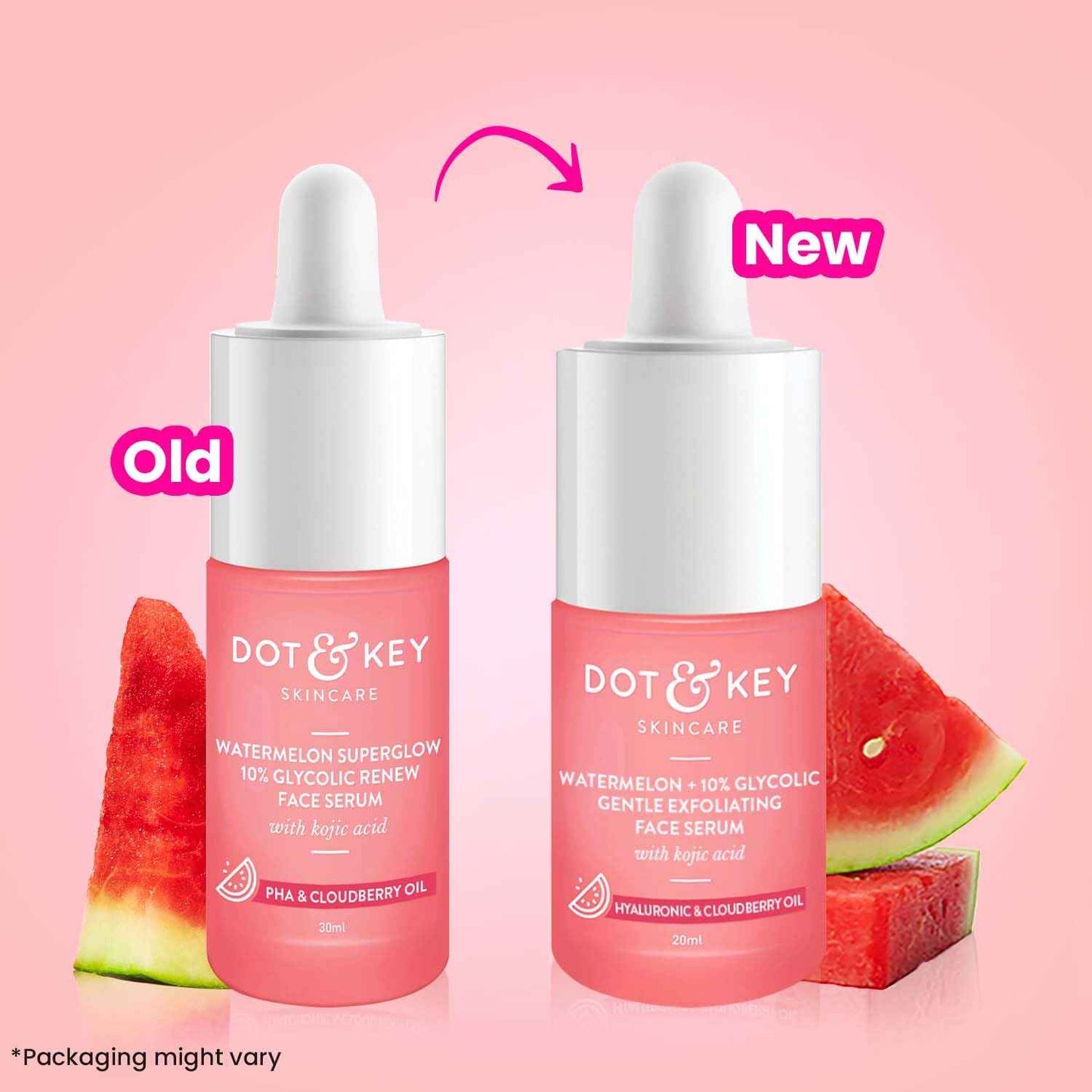 dot & key watermelon + 10% glycolic gentle exfoliating face serum with kojic acid | hyaluronic acid & cloudberry oil 30ml - gehna official