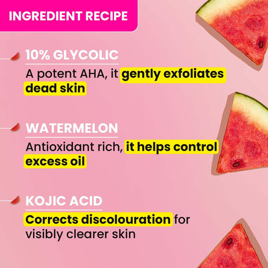 Dot & Key Watermelon + 10% Glycolic Gentle Exfoliating Face Serum with Kojic Acid | Hyaluronic Acid & Cloudberry Oil 30ml