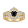 Add Elegance to Your Style with Our Black Heart Stone Gold Plated Ring