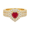 Stunning Red Heart Stone Gold Plated Ring - Elevate Your Style