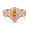 Elegant Rose Gold Plated Ring for Women - Golden Stone and Zircon Beauty